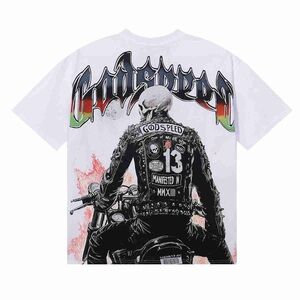 Godspeed White Biker Graphic Tee